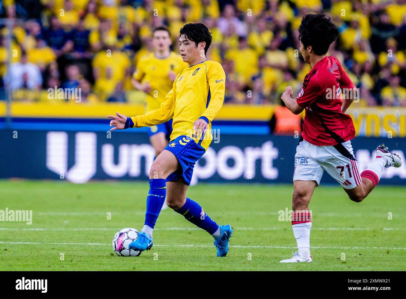 Brondby, Danemark. 29 juillet 2024. Yuito Suzuki (28) de Broendby vu lors du match de 3F Superliga entre Broendby IF et Vejle BK au Brondby Stadion. Crédit : Gonzales photo/Alamy Live News Banque D'Images