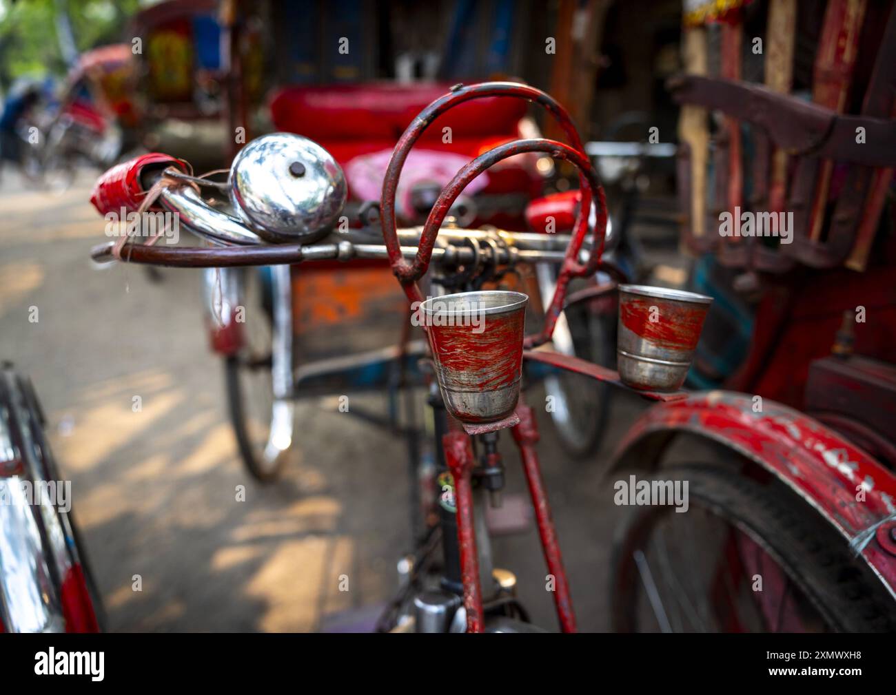 Sonnette de pousse-pousse, Division de Dhaka, Dhaka, Bangladesh Banque D'Images