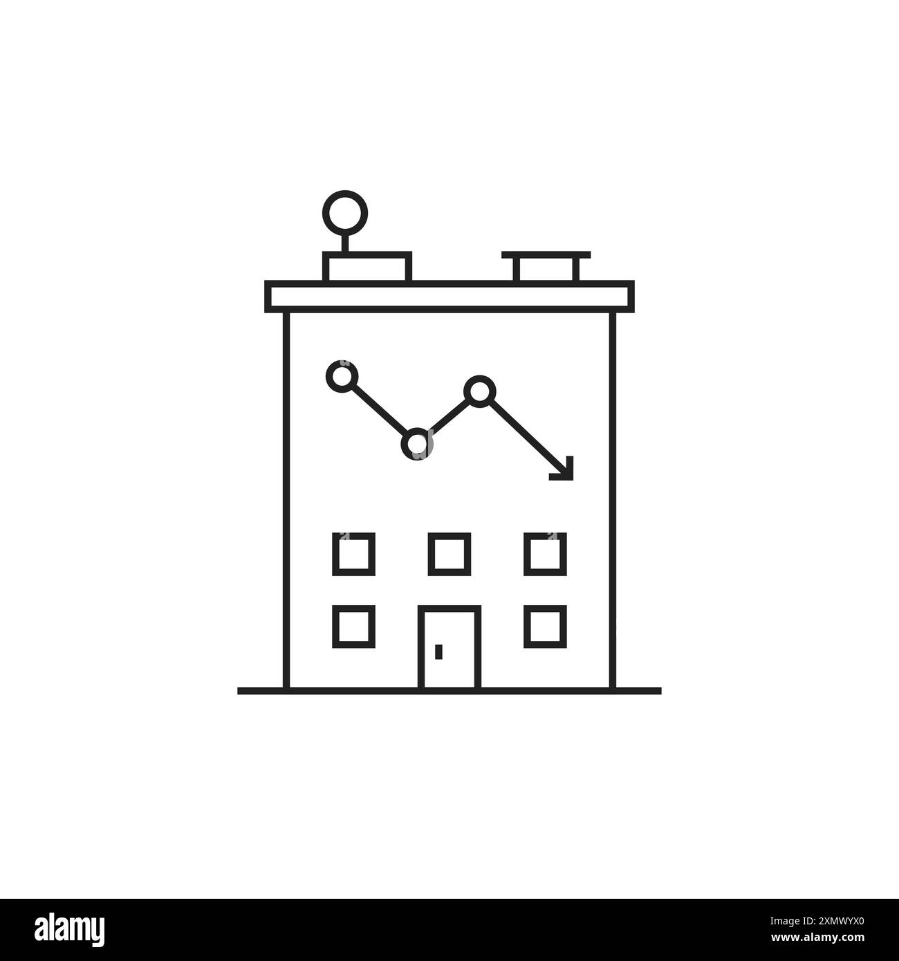 icône linéaire de déclin du marché immobilier Illustration de Vecteur