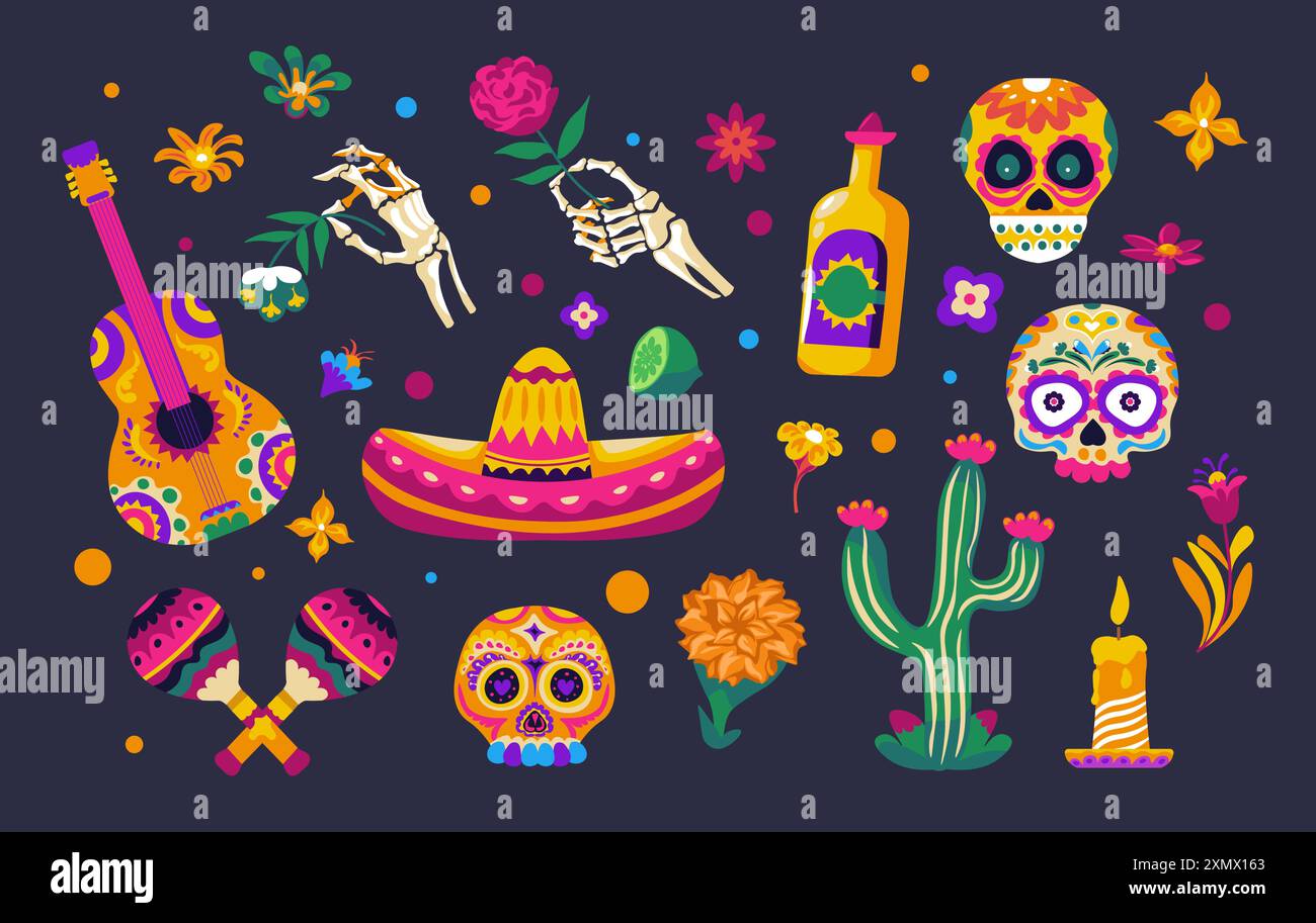 Dia de los Muertos Elements Set Illustration de Vecteur