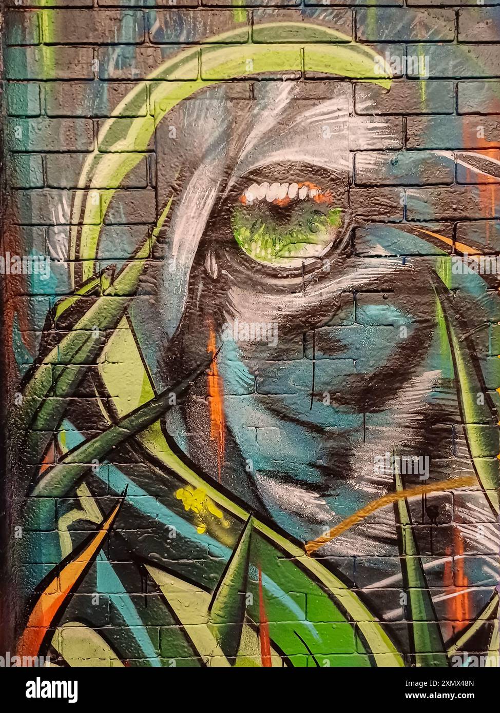 Tunnel graffiti, rue Leake Banque D'Images