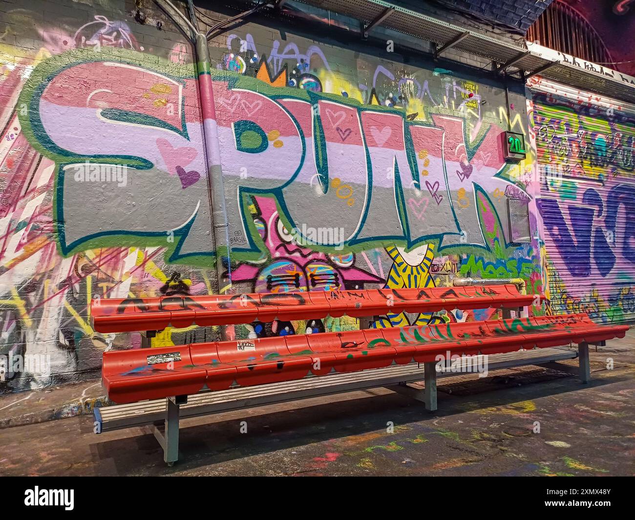 Tunnel graffiti, rue Leake Banque D'Images