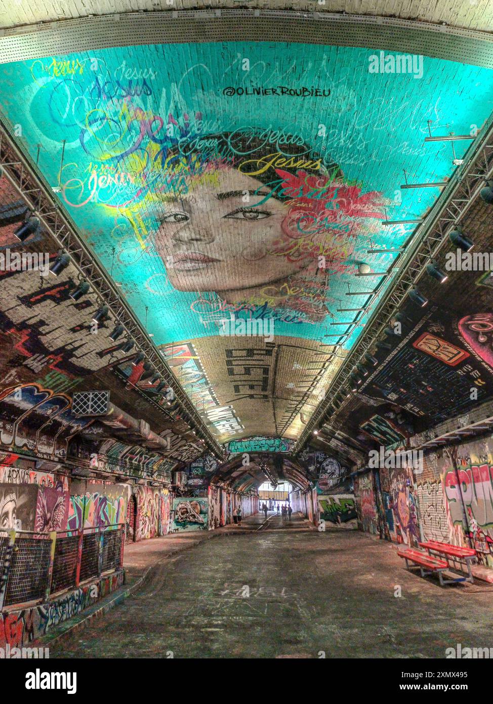Tunnel graffiti, rue Leake Banque D'Images