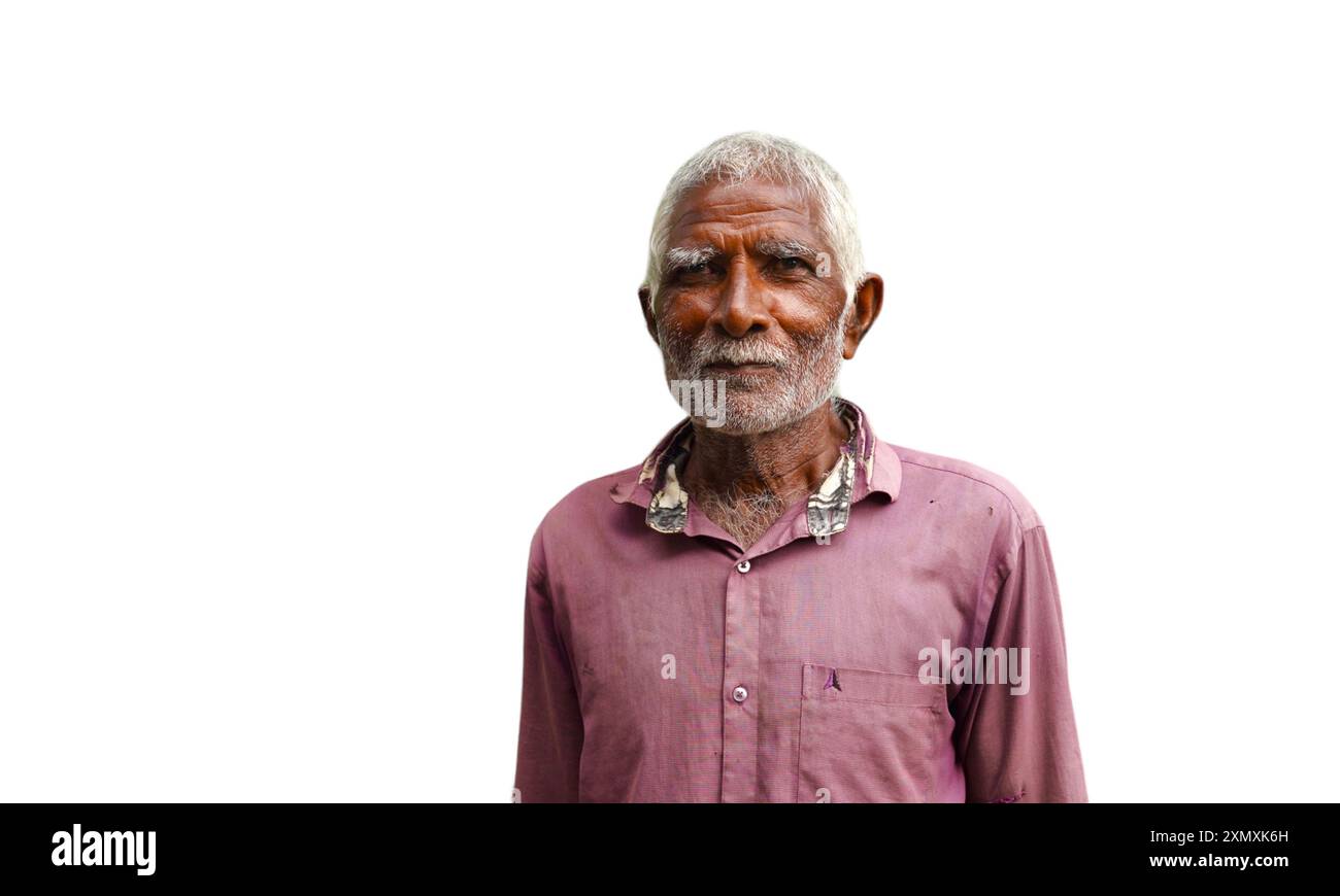 Portrait d'un homme âgé d'origine indienne un visage souriant Banque D'Images