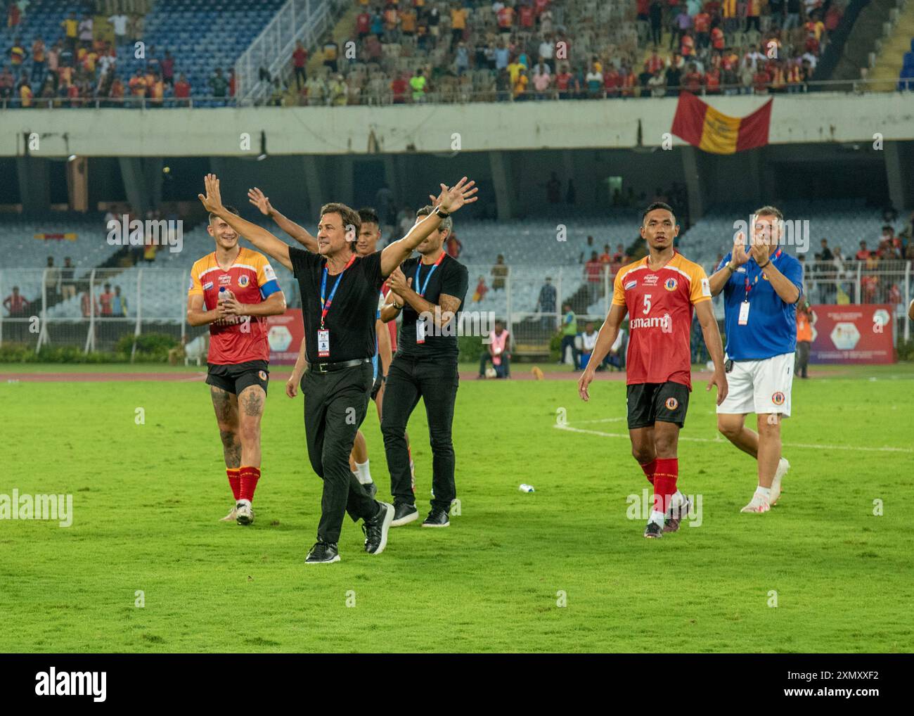 Kolkata, Inde. 30 juillet 2024. Le club de football d'Emami East Bengale affiche une victoire confortable sur le club de football de l'Indian Air Force lors de la 133e Coupe IndianOil Durand (rencontre du Groupe A) par 3-1 de marge au stade VYBK. David Lalhlansanga, Dimitrios Diamantakos et Saul Crespo ont marqué pour l'EastBengale tandis que Somananda Singh a marqué pour l'équipe de l'Armée de l'Air. (Photo par Amlan Biswas/Pacific Press/SIPA USA) crédit : SIPA USA/Alamy Live News Banque D'Images