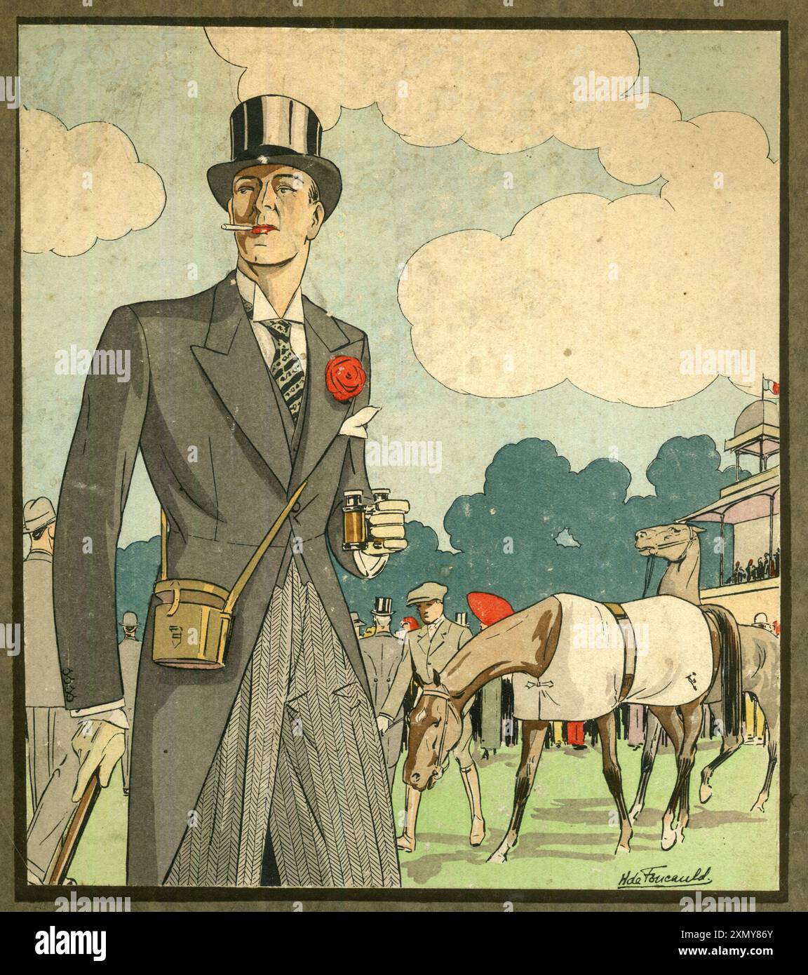 Couverture de catalogue de mode pour hommes - course de chevaux, chapeau haut de gamme et su Banque D'Images