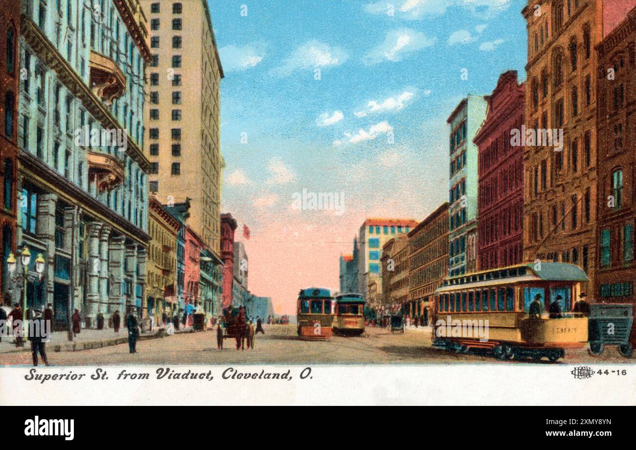 Superior Street depuis Viaduc, Cleveland, Ohio, États-Unis Banque D'Images