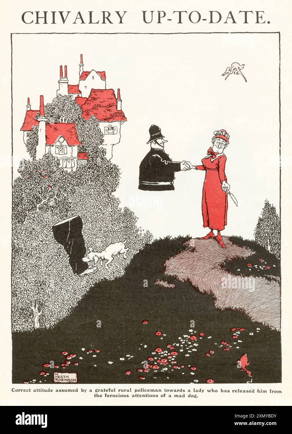 Chevalerie mise à jour par William Heath Robinson Banque D'Images