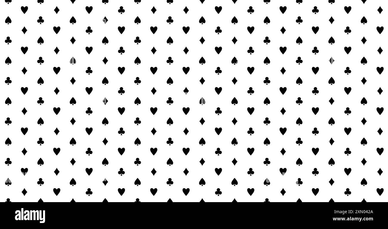 Motif sans couture pour cartes à jouer. Conception de texture vectorielle de table de poker ou de nappe de casino. Couleurs noir et blanc. Illustration de Vecteur