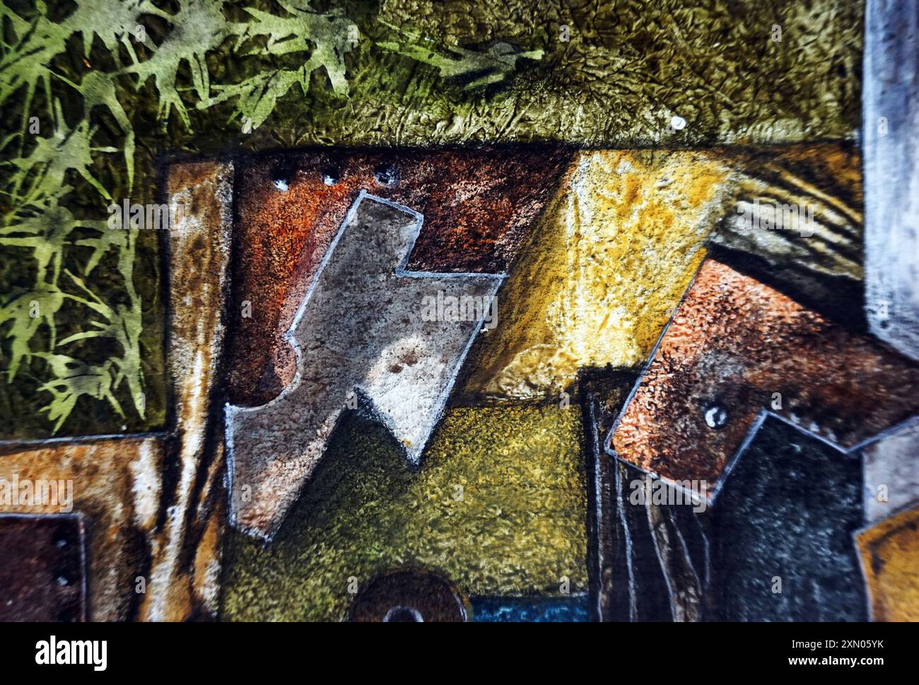 forme géométrique de peinture à l'huile originale Banque D'Images
