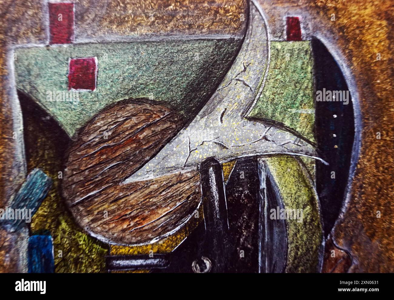 forme géométrique de peinture à l'huile originale Banque D'Images