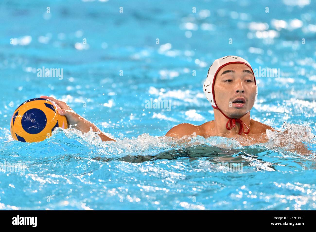 8 TAKATA Mitsuru (JPN), Japon (JPN) vs France (FRA) Water Polo Preliminary Round Group B aux Acquatic Centers, lors des Jeux Olympiques de Paris 2024, 30 juillet 2024, Paris, France. Crédit : Enrico Calderoni/AFLO SPORT/Alamy Live News Banque D'Images