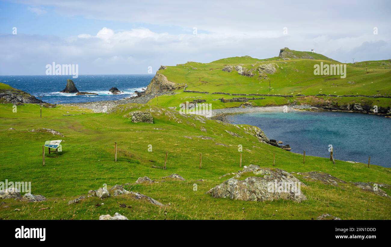 Fethaland est une colonie abandonnée à l'extrémité nord de Mainland, Shetland. C'était le site de la plus grande station de pêche des Shetland Banque D'Images