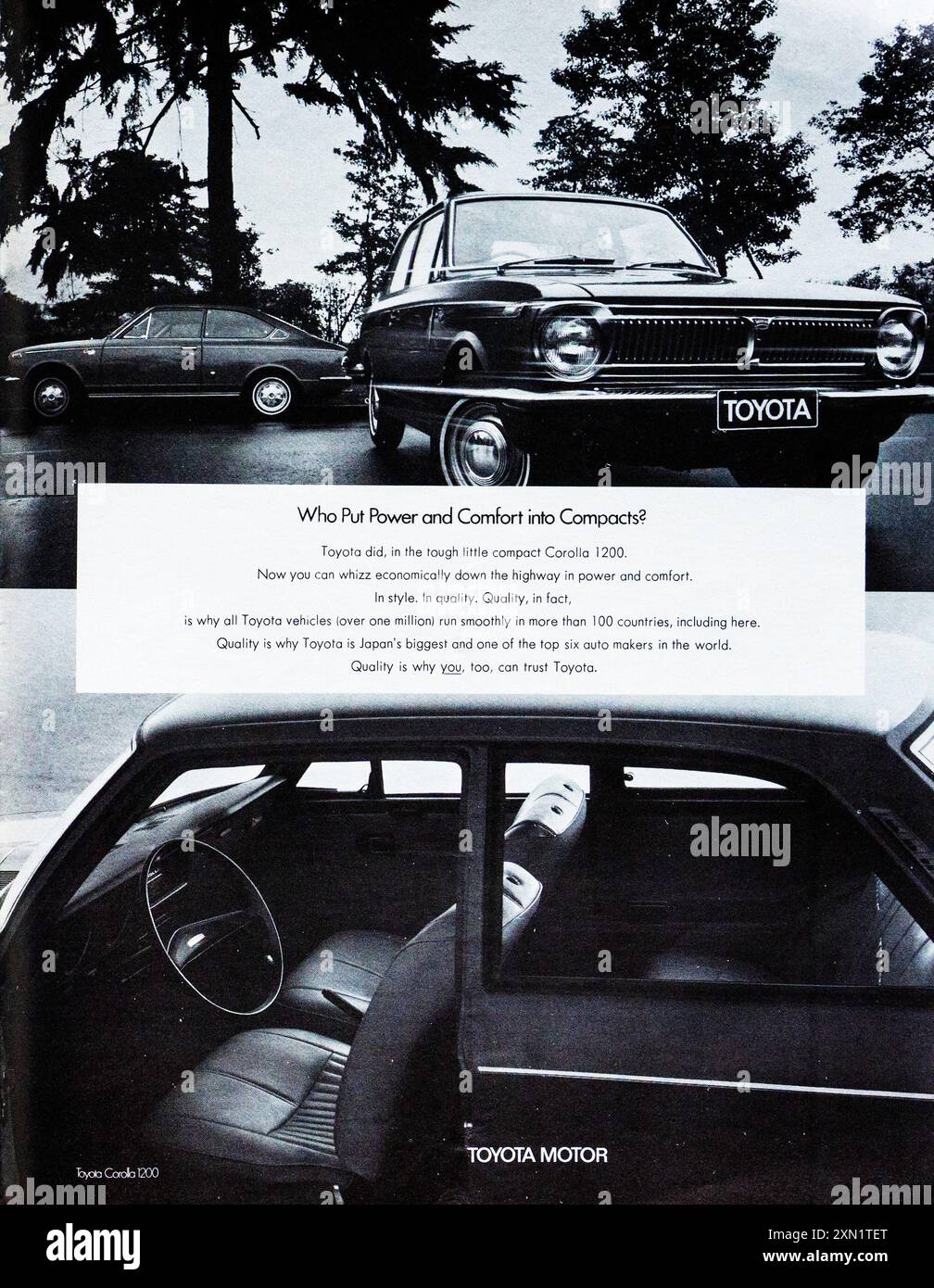 Une publicité vintage de 1970 pour la Ford Corolla 1200. Banque D'Images