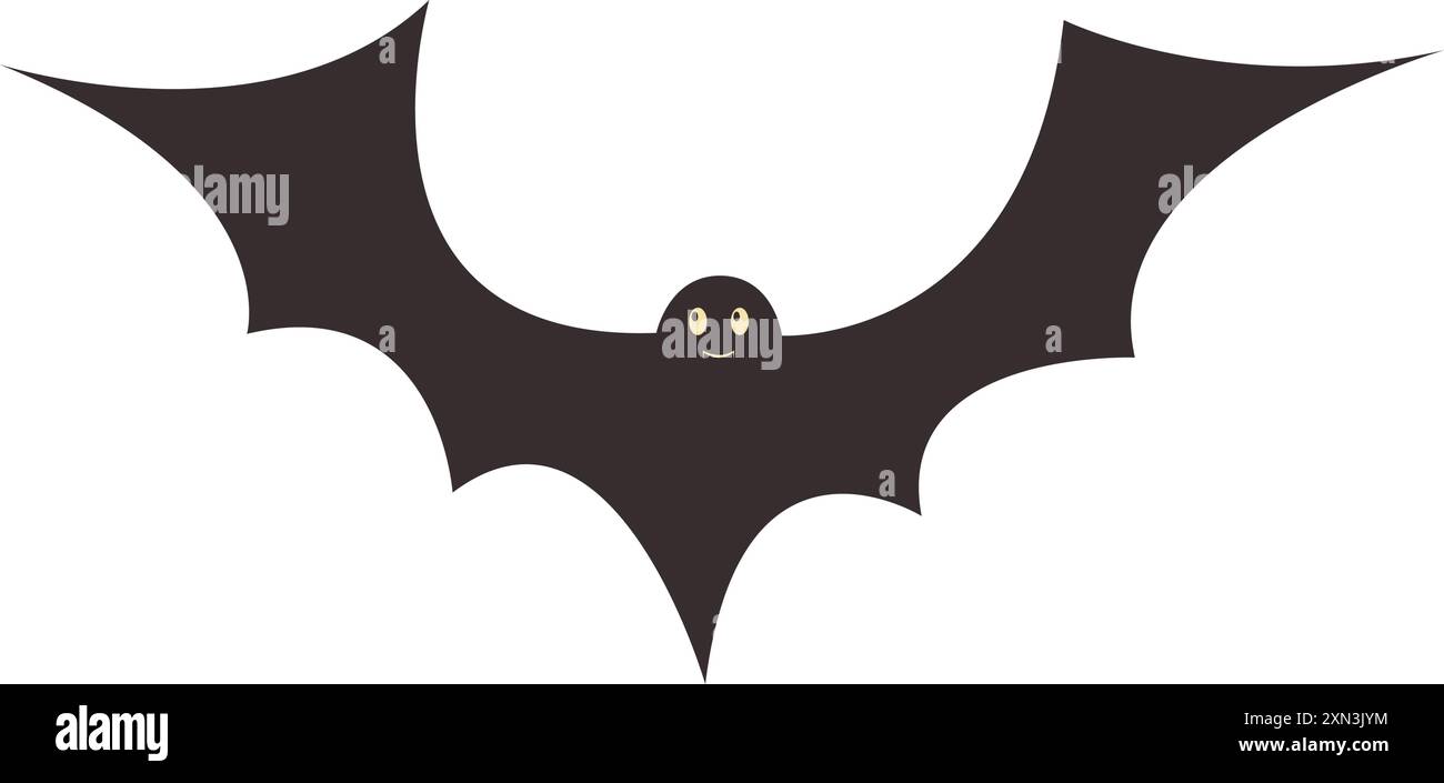 Silhouette noire de chauve-souris. Personnage mignon d'Halloween isolé sur fond transparent pour la conception ou le pack d'autocollants Illustration de Vecteur