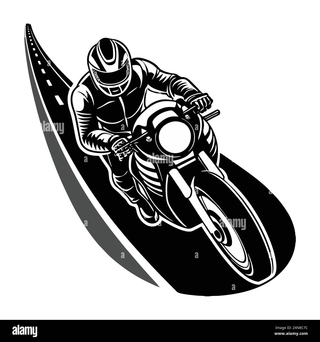 Moto Rider Silhouette Moto Racing logo Road Motorbike Design Illustration de Vecteur