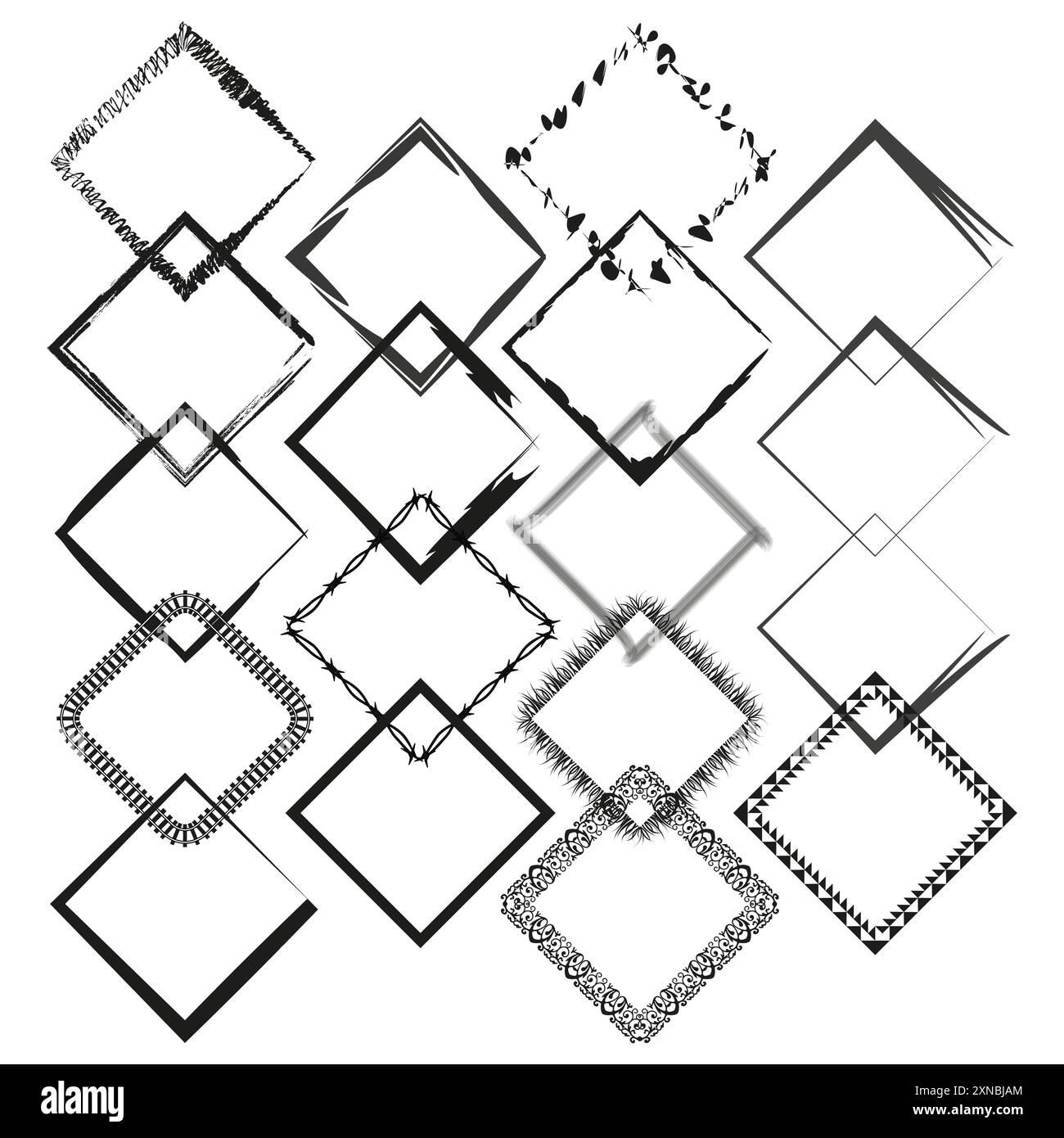 Variété de cadres carrés. Noir et blanc. Différents styles. Illustration vectorielle. Illustration de Vecteur