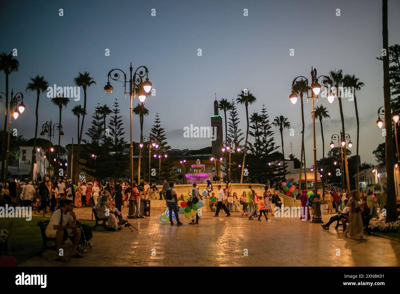 Tanger, Maroc. 24 juillet 2024. Vue panoramique de la place 9 avril 1947 dans la médina de Tanger au Maroc. Crédit : SOPA images Limited/Alamy Live News Banque D'Images