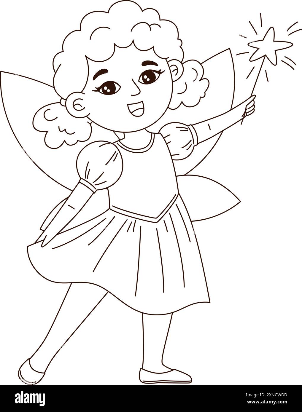 Adorable coloriage mettant en vedette une jolie fée. Parfait pour les livres de coloriage d'activités pour enfants Illustration de Vecteur