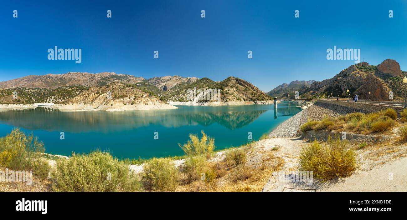 Réservoir et barrage el Portillo, Castril, Province de Grenade, Espagne. Banque D'Images