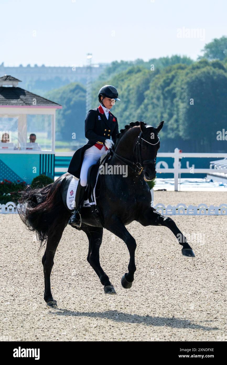 Versailles, France. 31 juillet 2024. Charlotte Fry Riding GLAMOURDALE, Equestre, dressage Team et Grand Prix individuel lors des Jeux Olympiques de Paris 2024 le 31 juillet 2024 au Château de Versailles à Versailles, France - photo Christophe Bricot/DPPI Media crédit : DPPI Media/Alamy Live News Banque D'Images
