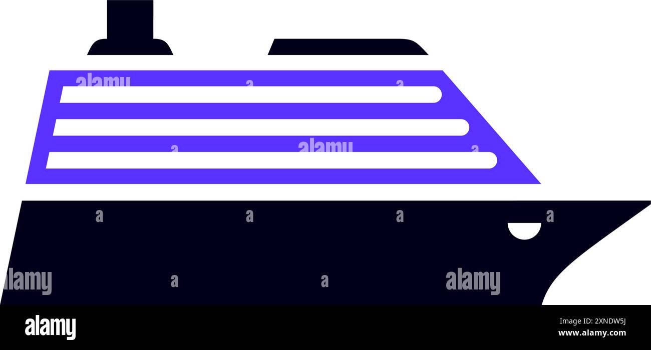 Icône plate de transport par eau de paquebot de croisière, vue latérale Illustration de Vecteur