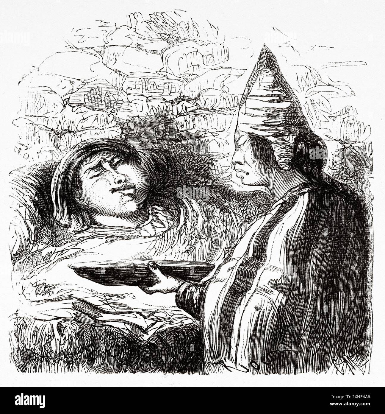 Un malade et son médecin, Pérou, Amérique du Sud. Voyage à travers l'Amérique du Sud de l'océan Pacifique à l'océan Atlantique, 1848-1960 par Paul Marcoy (1815 - 1887) première étape, d'Islay à Arequipa, Pérou. Le Tour du monde 1862 Banque D'Images
