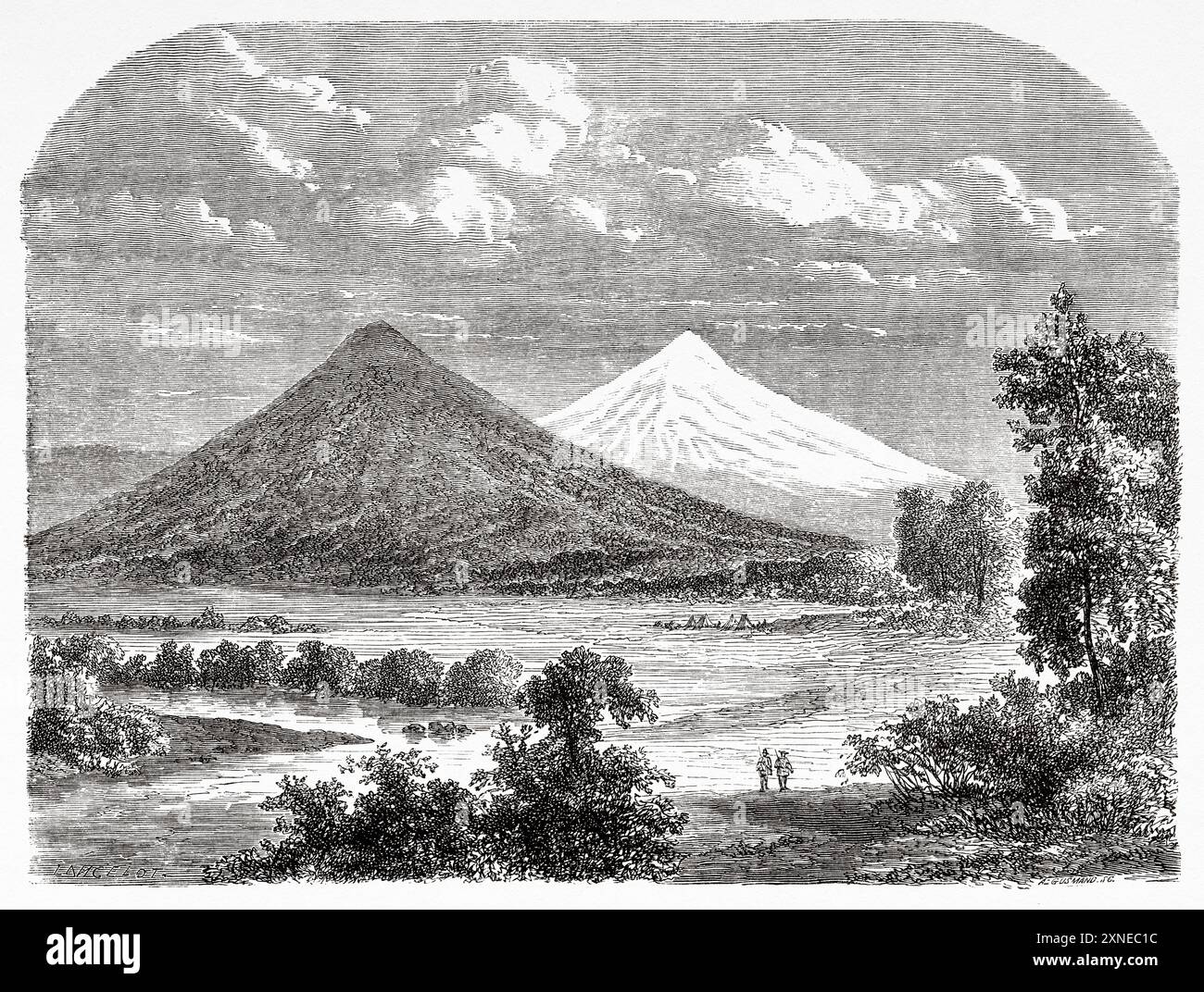 Pic Fremont, à l'entrée des Rocheuses, États-Unis d'Amérique, dessin de Dieudonne Lancelot (1822-1894) voyage à la Cité des Saints, 1860. Capitale du pays des Mormons par Richard Francis Burton (1821-1890) le Tour du monde 1862 Banque D'Images