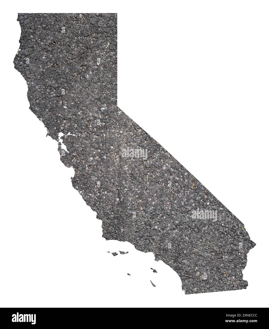 Symbole carte de l'État de Californie (États-Unis d'Amérique) montrant le contour de l'État comme une surface asphaltée Banque D'Images