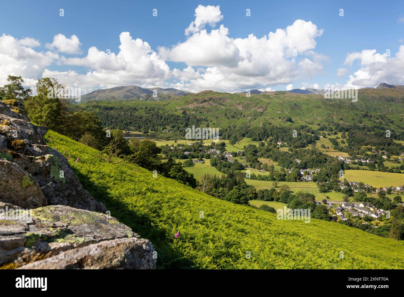 village de grasmere et vue sur le lac de la grise au nord-ouest Banque D'Images