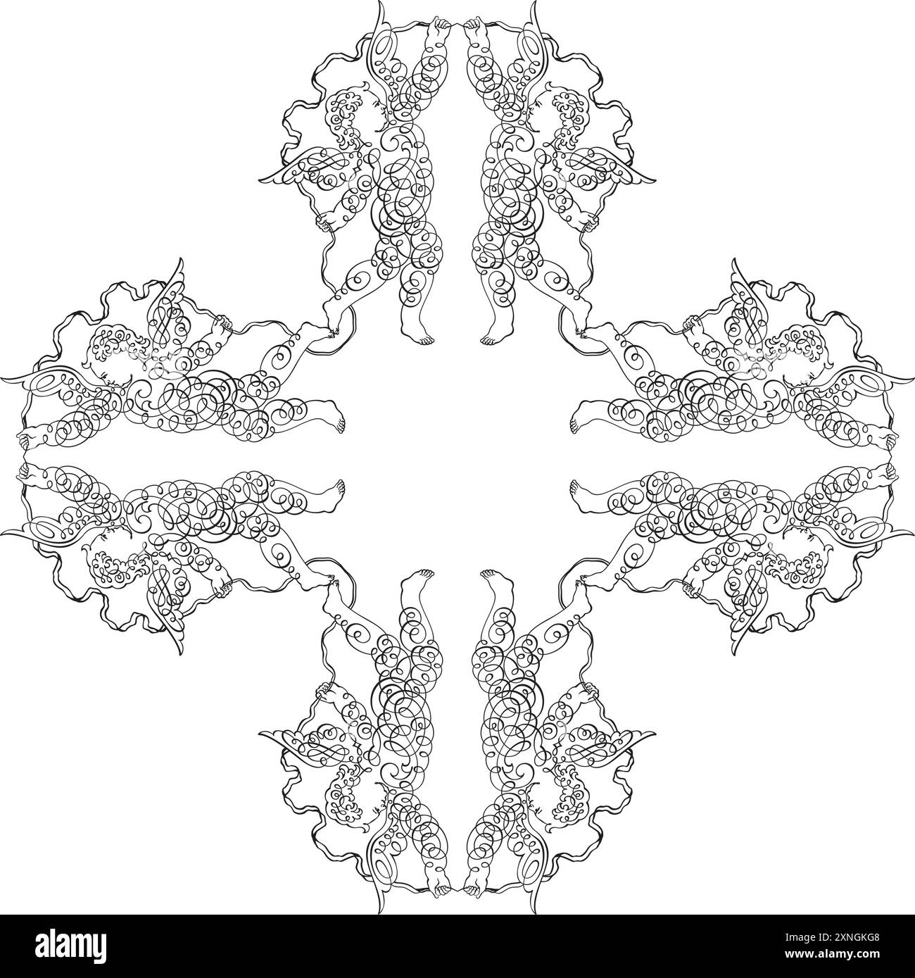 Abstrait arabe Vintage décorative calligraphie ornementale symbole Silhouette pour tatouage vecteur isolé Illustration de Vecteur