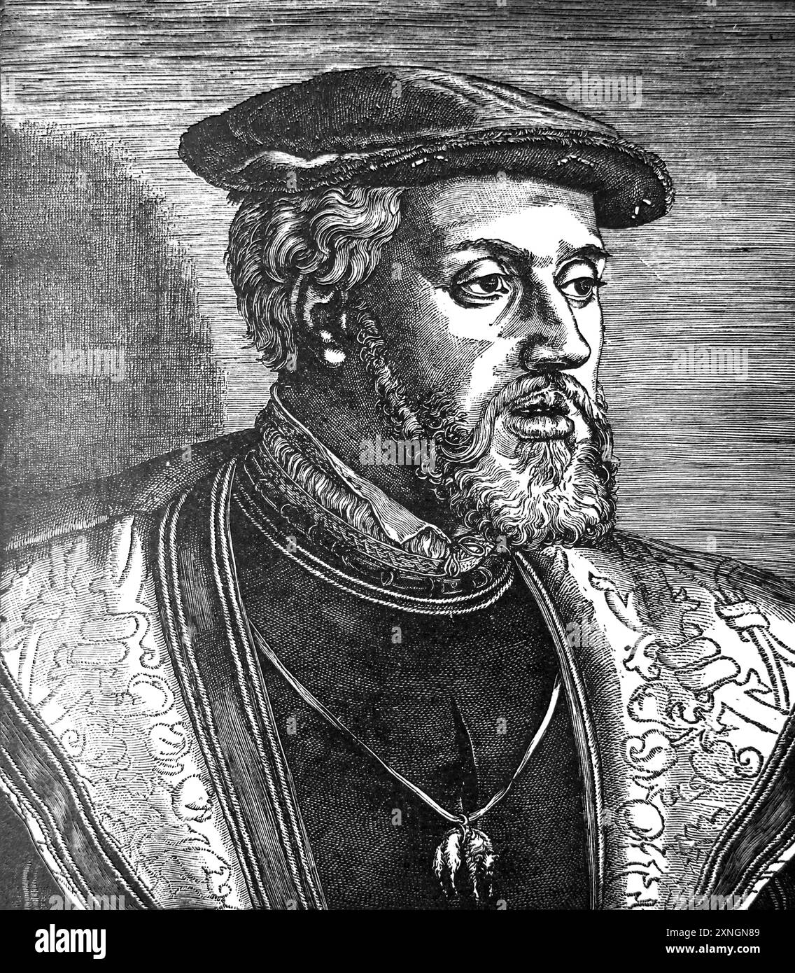 Charles V (1500-1538) d'après une gravure de B. Belham en 1531, il était catholique et a adopté l'édit des vers un décret condamnant les opinions de Martin Luther Banque D'Images