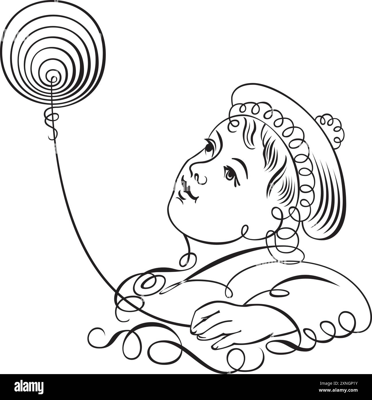 Vecteur avec la conception d'enfant et de ballon comme ligne décorative Illustration de Vecteur