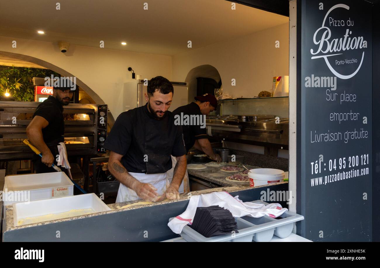 Restaurant pizza bastion Corse, France Banque D'Images