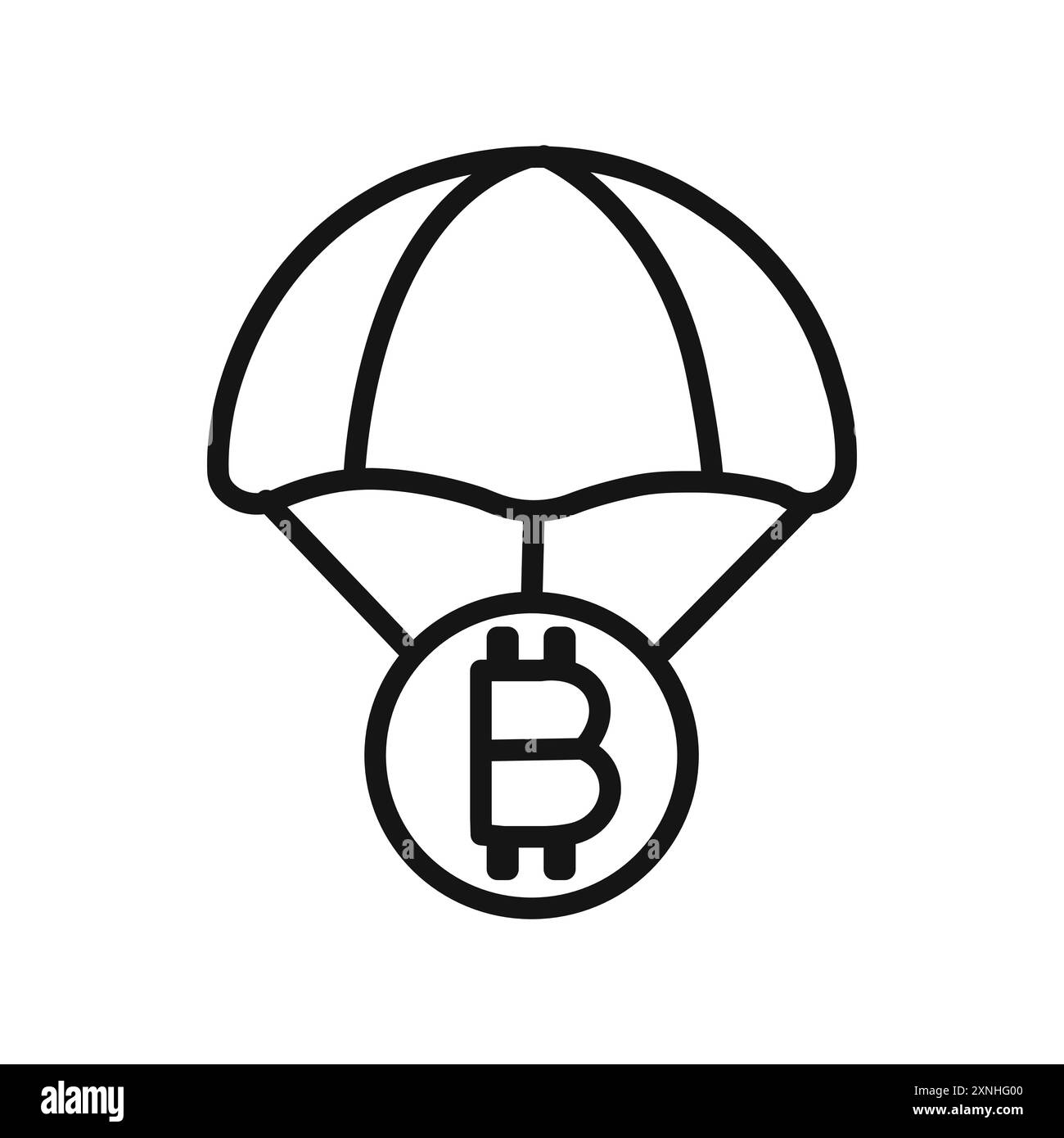 Icône Bitcoin Airdrop icône graphique vectorielle linéaire signe ou symbole défini pour l'interface utilisateur de l'application Web Illustration de Vecteur