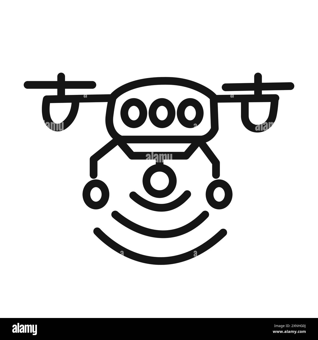 Symbole graphique vectoriel linéaire de l'icône de la technologie de drone pour l'interface utilisateur de l'application Web Illustration de Vecteur