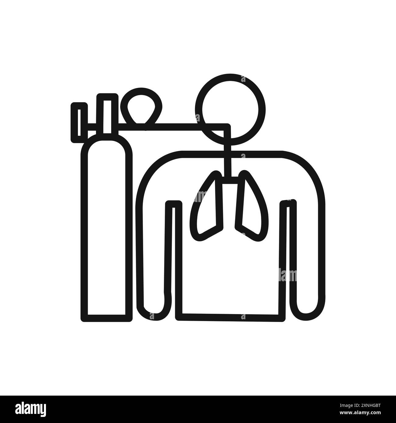Personne avec icône de masque à oxygène signe graphique vectoriel linéaire ou symbole défini pour l'interface utilisateur de l'application Web Illustration de Vecteur