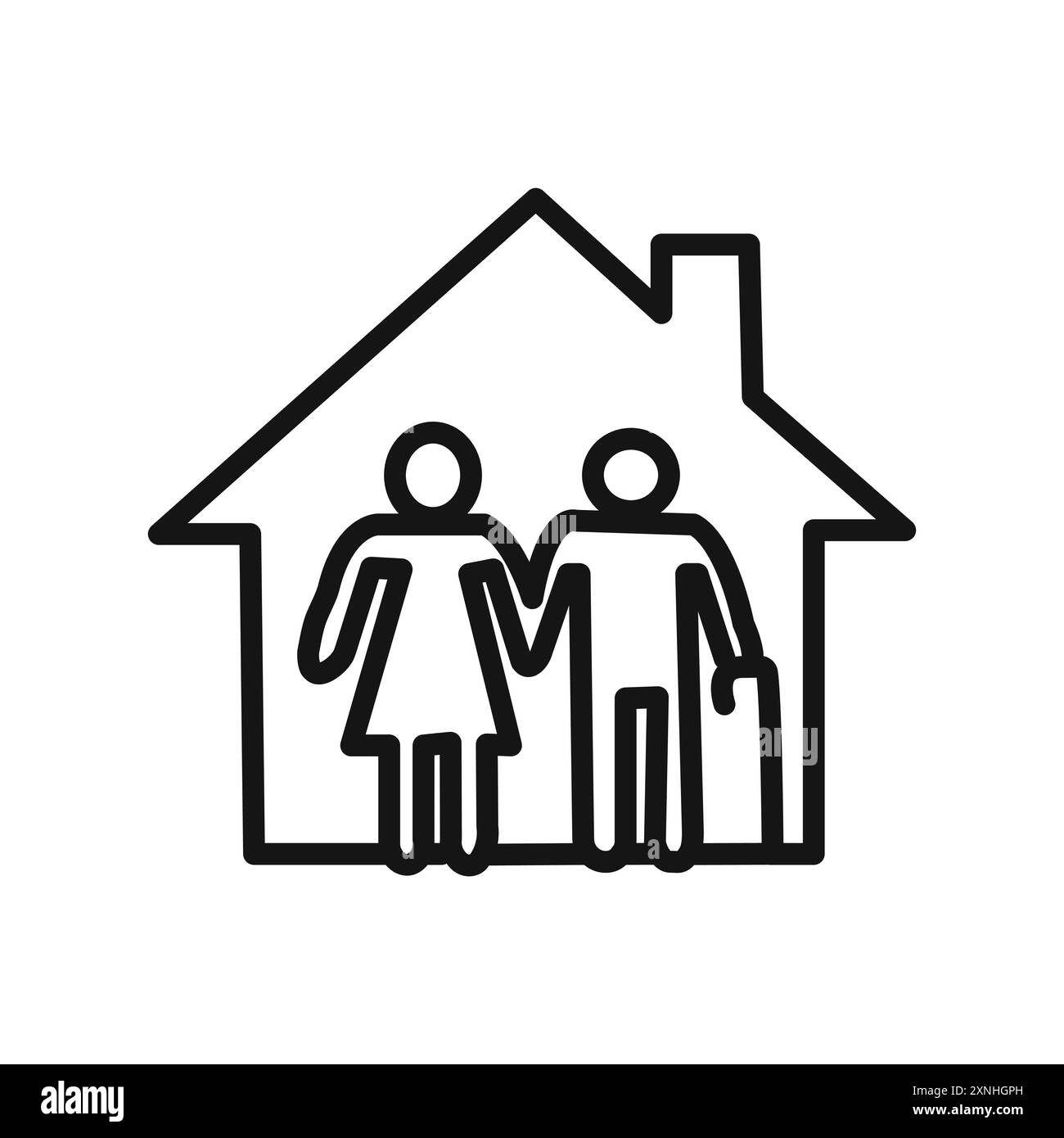 Icône de maison de retraite signe graphique vectoriel linéaire ou symbole défini pour l'interface utilisateur de l'application Web Illustration de Vecteur