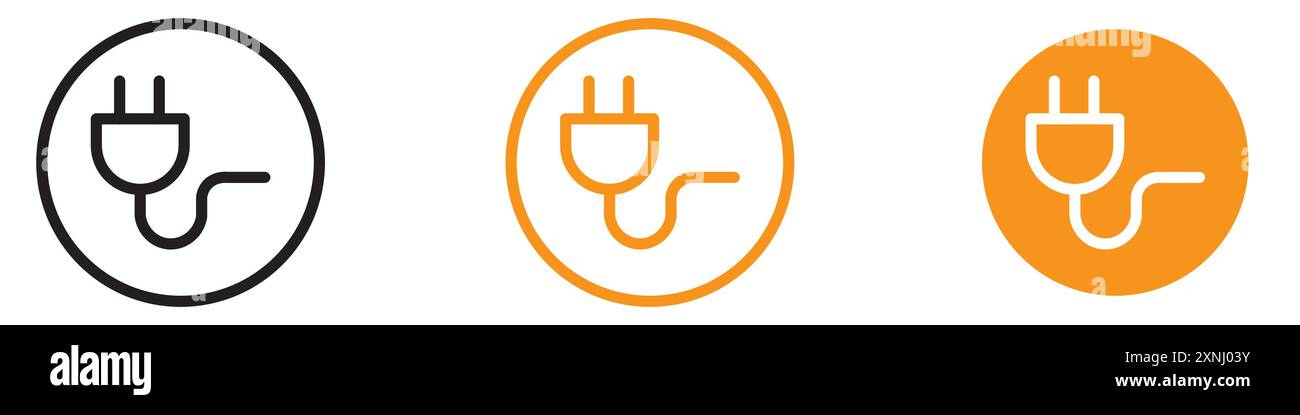 Collection d'ensemble de logo d'icône de conception de Web de prise électrique dans le vecteur plat Illustration de Vecteur