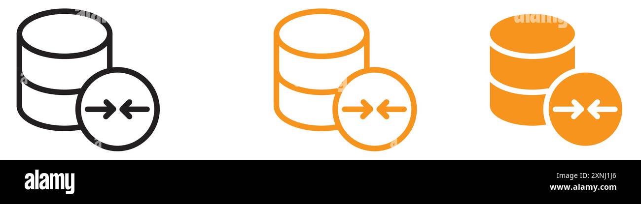 Rétrécir la collection d'ensemble de logo d'icône de conception Web de base de données dans le vecteur plat Illustration de Vecteur