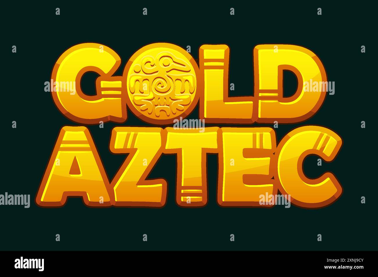 Or Aztec - texte texturé pour vos jeux avec un symbole d'oiseau. Logo - texte or aztèque pour les noms des jeux ou des machines à sous Illustration de Vecteur