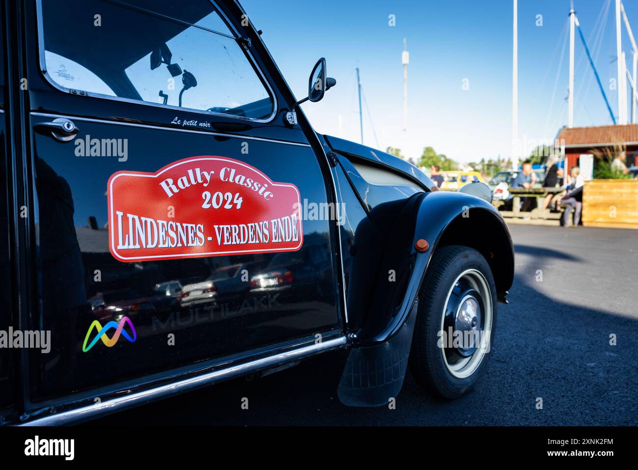 Motala, Suède. 31 juillet 2024. Tourisme suédois, pilotes de Norvège avec de vieilles voitures rétro dans le port de Motala, Suède, pendant le 'Rally Classic 2024'. Crédit : Jeppe Gustafsson/Alamy Live News Banque D'Images