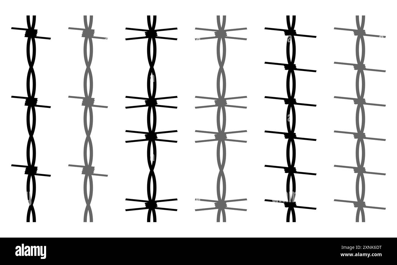 Fil métallique avec barbes et pointes pour frontière en acier, clôture de prison et barrière militaire. Illustration de Vecteur