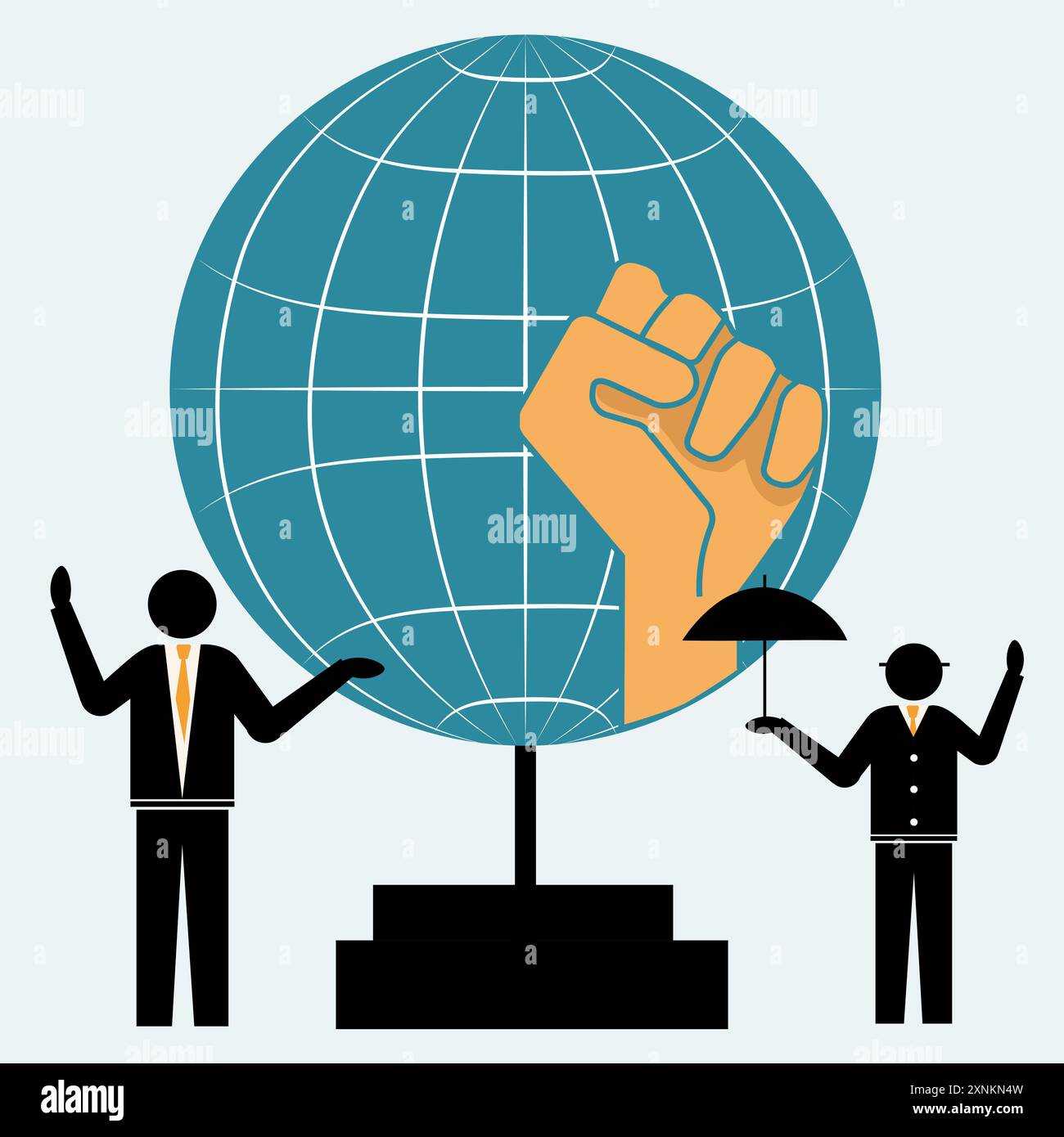 Symbole d'égalité sur un fond de globe avec deux silhouettes sombres de personnes. Illustration vectorielle Illustration de Vecteur