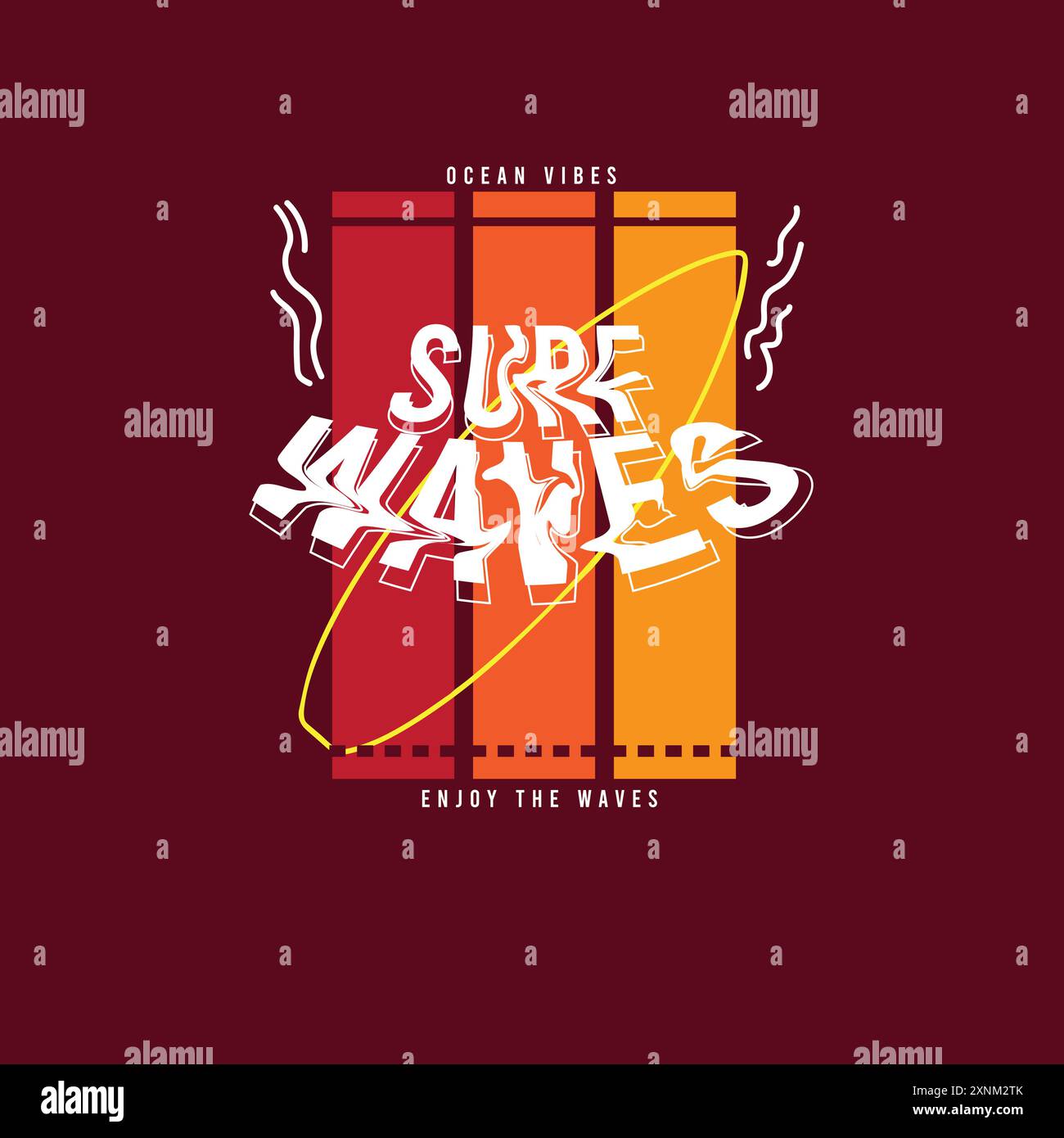 Surf Waves typographie déformée motif graphique de plage d'été Illustration de Vecteur