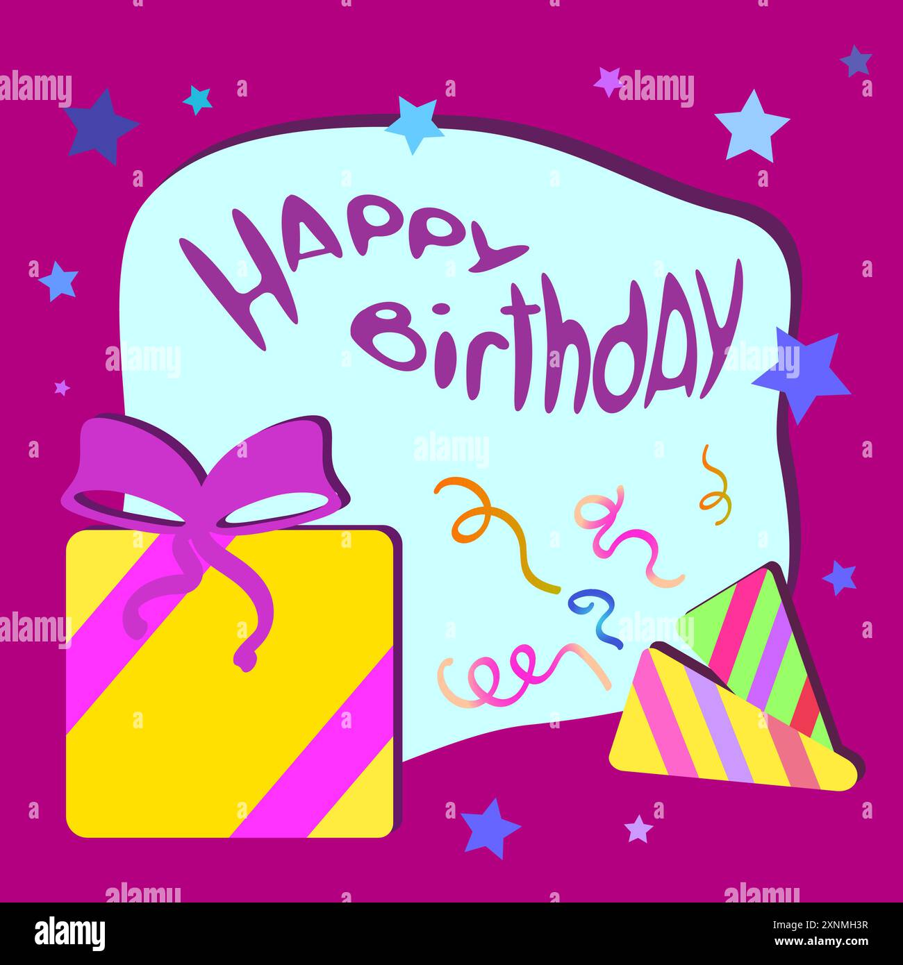 Fond festif pour une carte d'anniversaire ou la poste et lettrage joyeux anniversaire Illustration de Vecteur