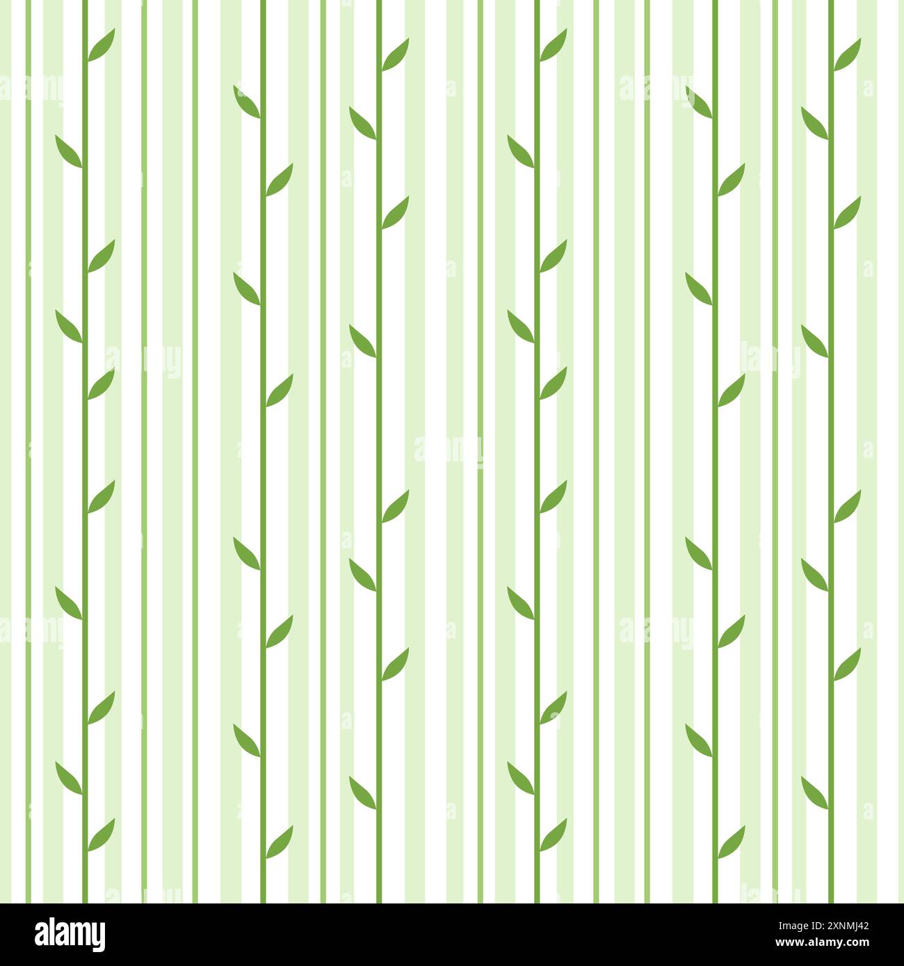 Modèle vertical sans couture : vignes, bambou. Tiges vertes avec des feuilles, forêt sur fond blanc. Pour tissu, papier, papier peint. Illustration de Vecteur