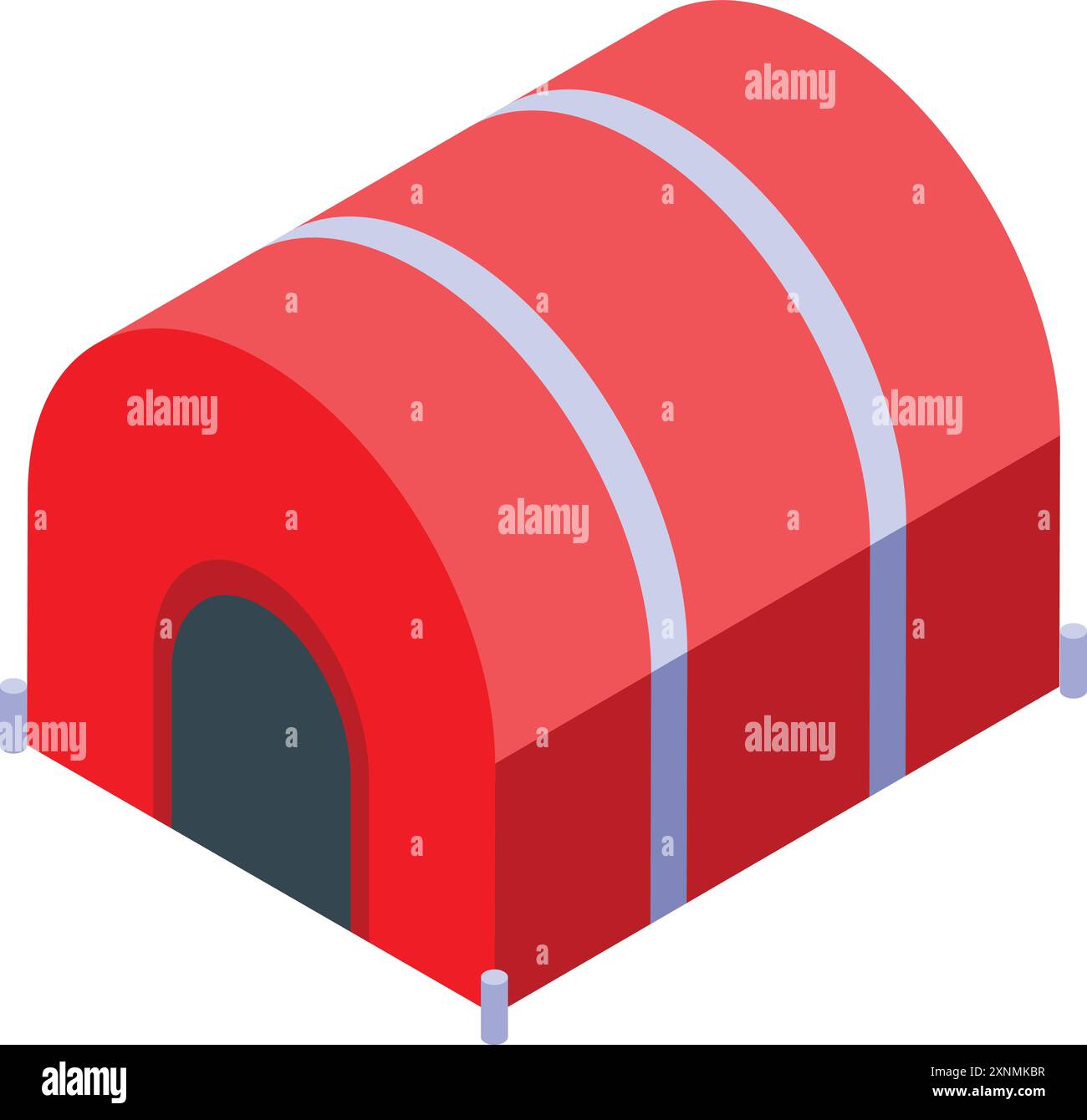 Tente de stockage mobile rouge pour fournir un abri pendant les opérations de secours en cas de catastrophe Illustration de Vecteur