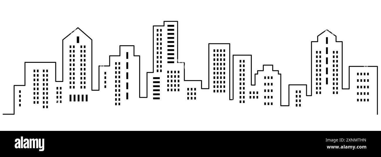 Silhouette de ville, dessin au trait, icône vectorielle Illustration de Vecteur