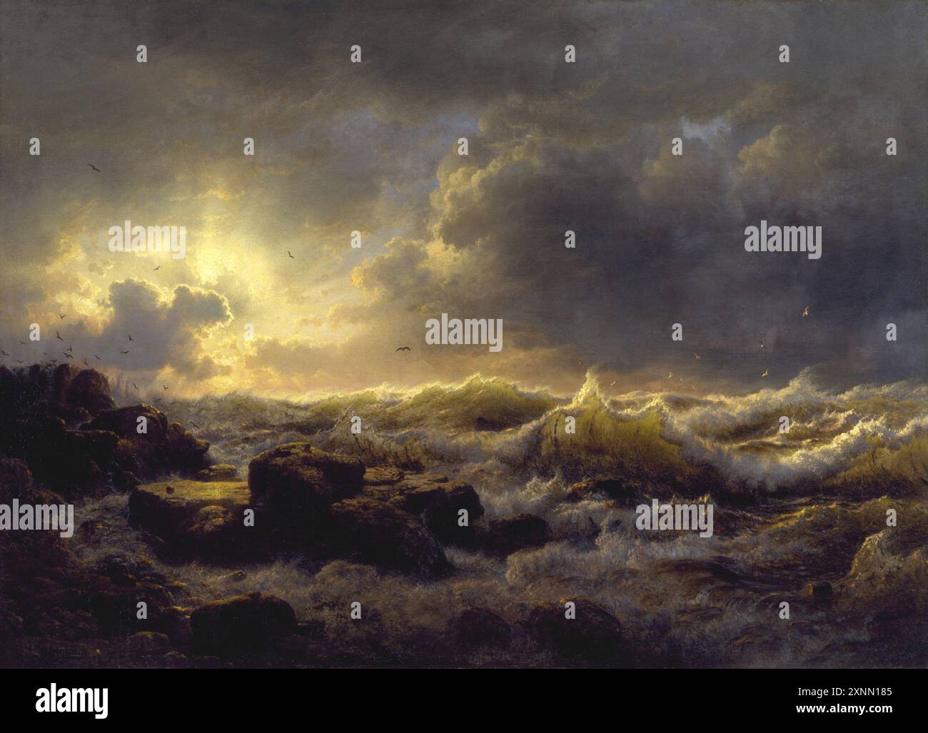 Clearing Up—Coast of Sicily, Andreas Achenbach, 1847, The Walters Art Museum Banque D'Images Clearing Up—Coast of Sicily, Andreas Achenbach, 1847, The Walters Art Museum Banque D'Images